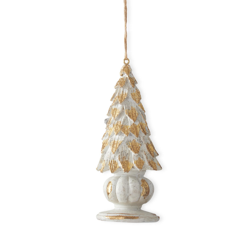 Whitewashed Tree with Gold Leaves on Base Ornaments — alternate view 2