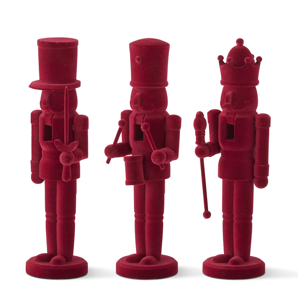 Wood Burgundy Velvet Nutcrackers