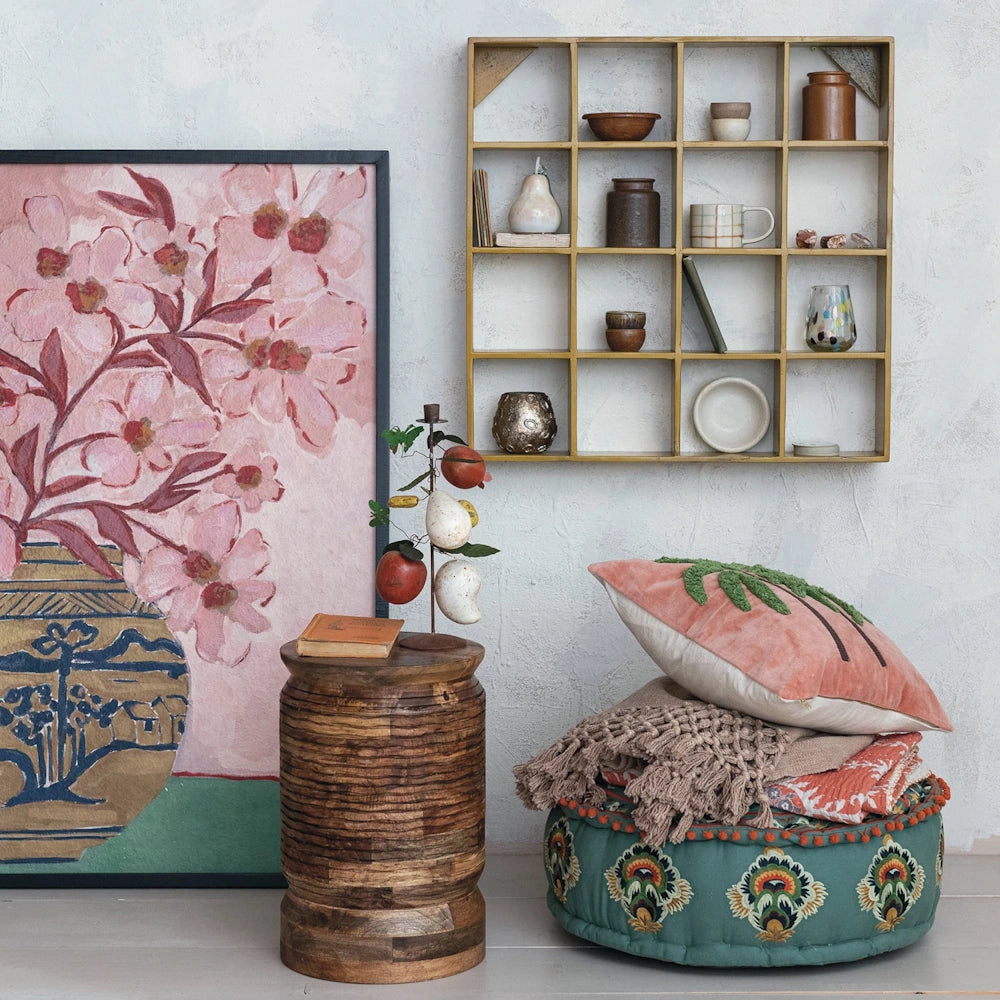 Wood Framed Glass Wall Decor with Flowers in Vase — alternate view 2