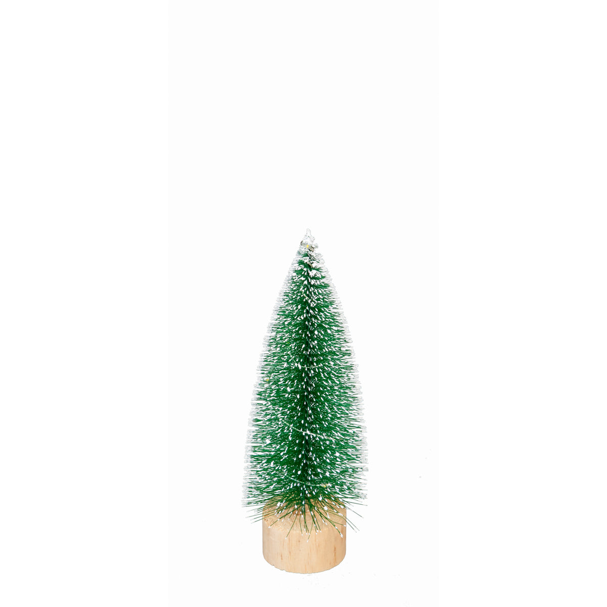 Small LED Bottlebrush Tree, White Tipped Snow Covered