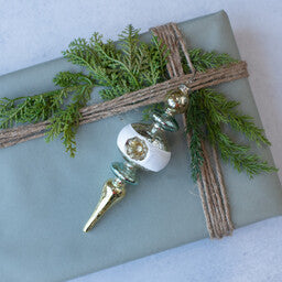 White, Gold & Blue Finial Ornament Martha