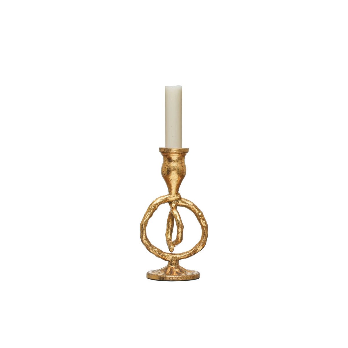 Cast Iron Taper Holder, Gold Finish 4"L x 7-1/2"H — alternate view 3