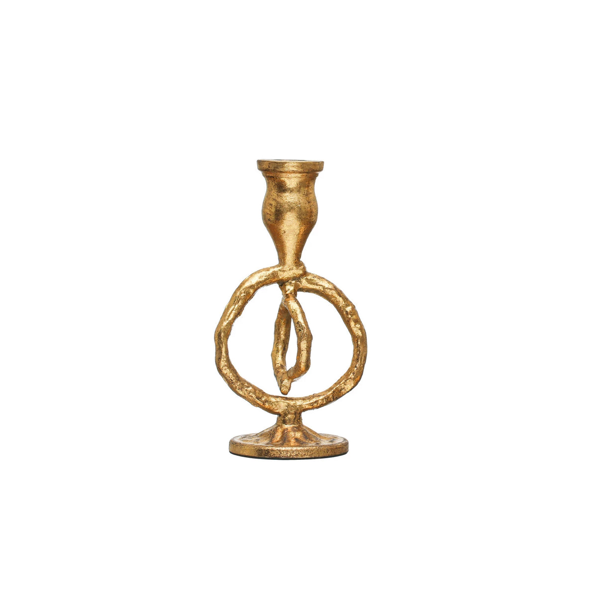 Cast Iron Taper Holder, Gold Finish 4"L x 7-1/2"H — alternate view 4