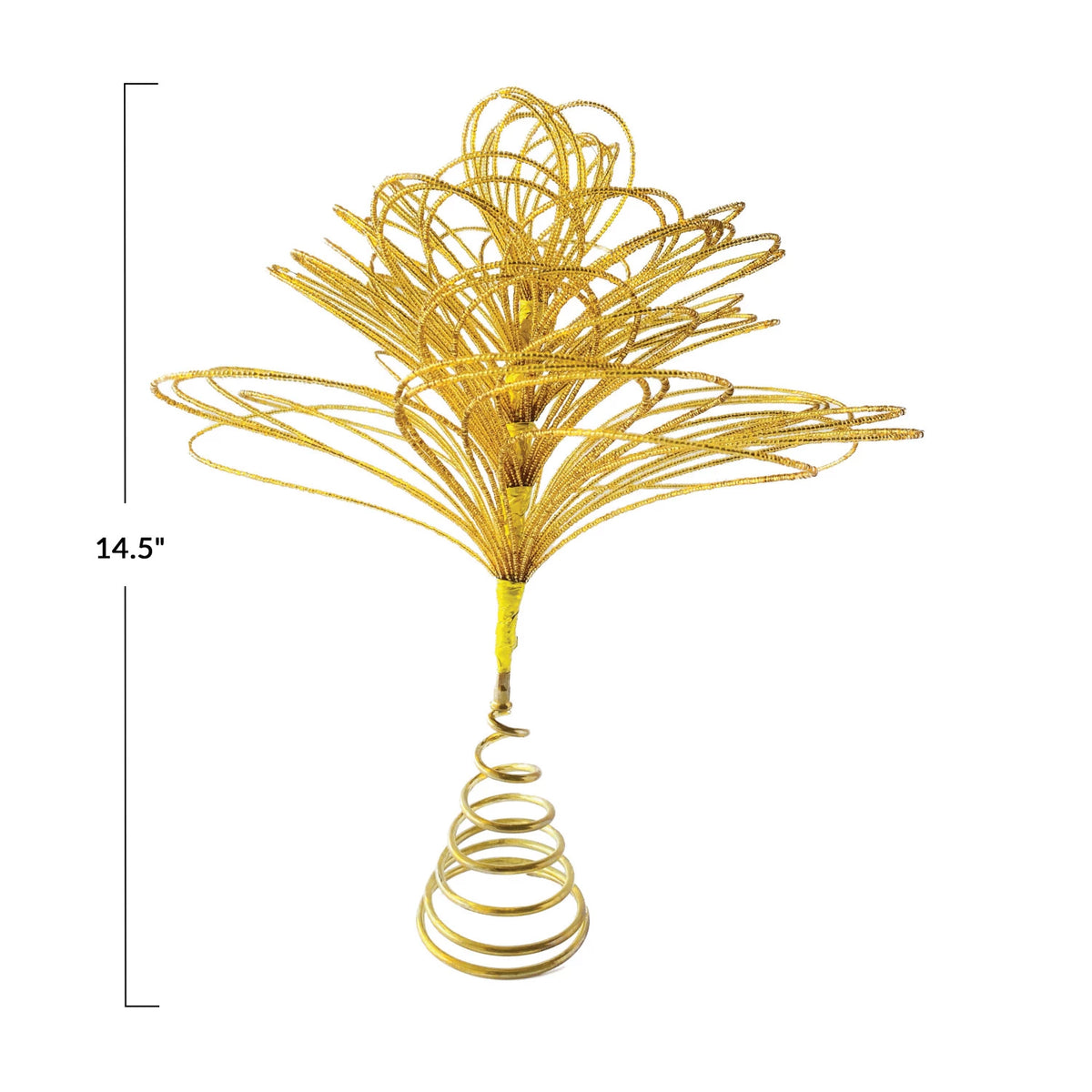 Metal & Glass Beaded Tree Topper, Gold Finish — alternate view 3