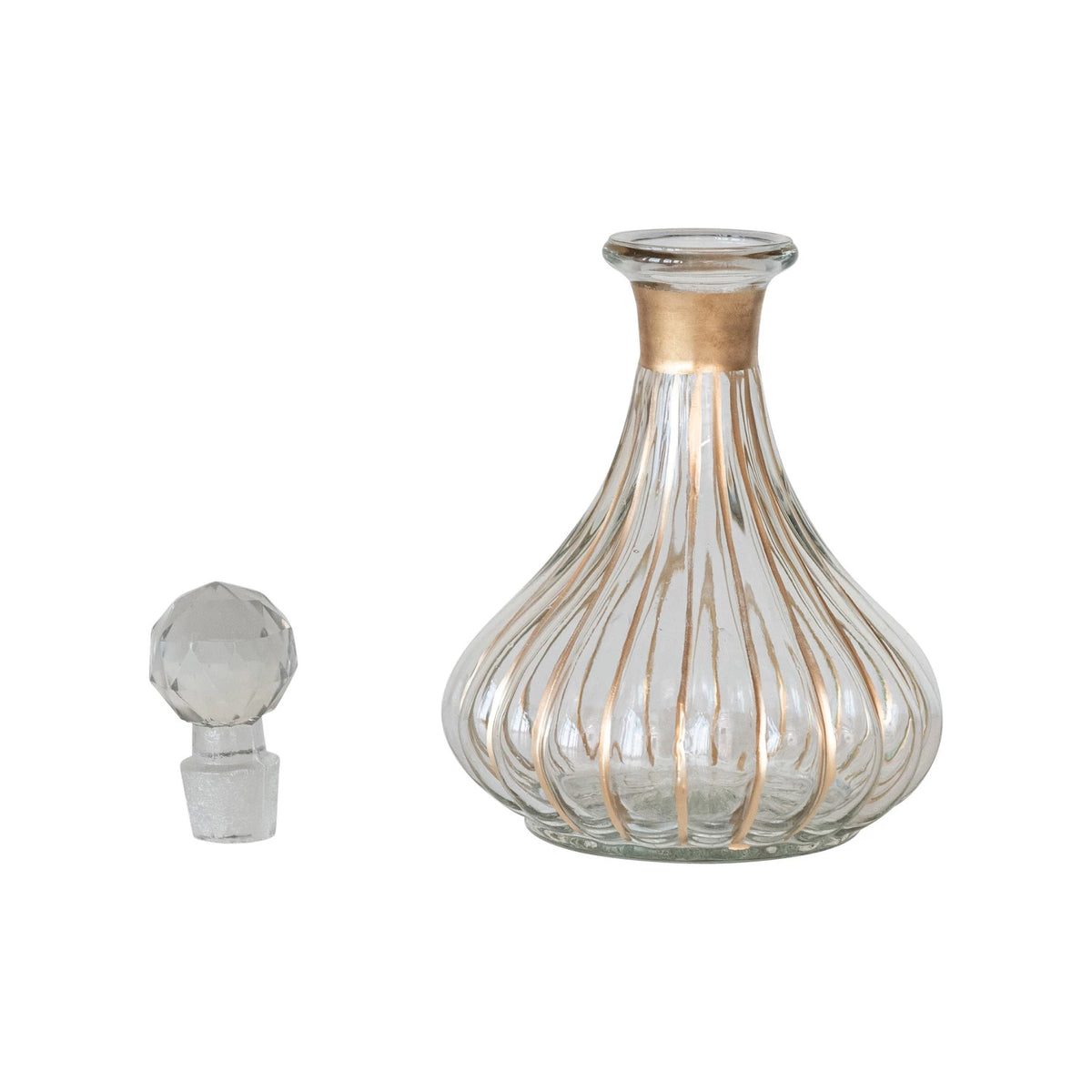 Blown Glass Fluted Mini Decanter With Stopper — alternate view 2