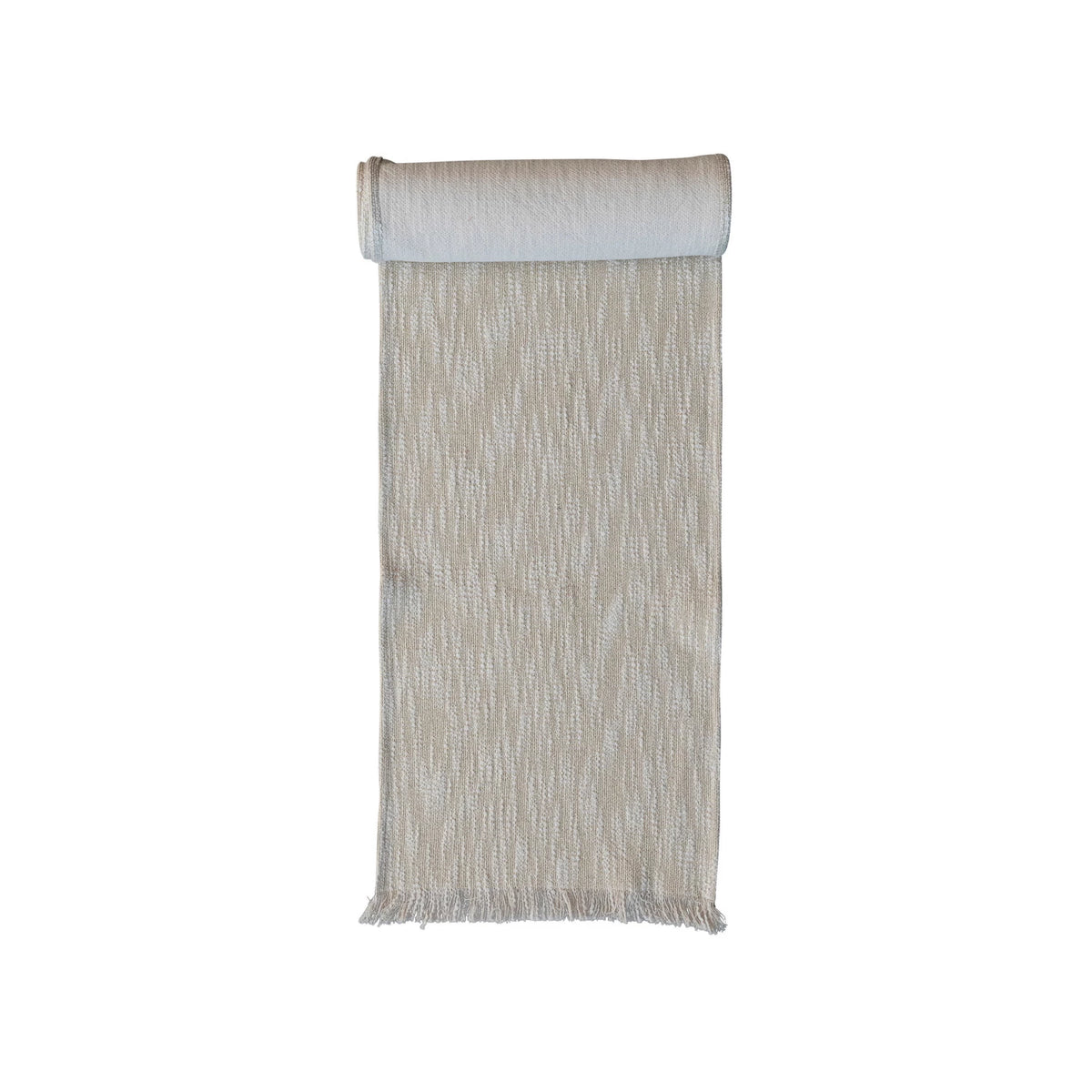 Woven Cotton Slub Table Runner With  Metallic Gold Thread & Fringe, Natural — alternate view 2
